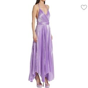 ALICE + OLIVIA 
Arista Halterneck Accordion Pleat Maxi Dress